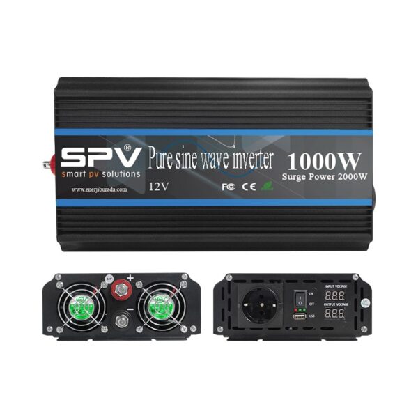 SPV Geniş Kasa 1000W 24 Volt Tam Sinüs Inverter - SPV-P1000W-24